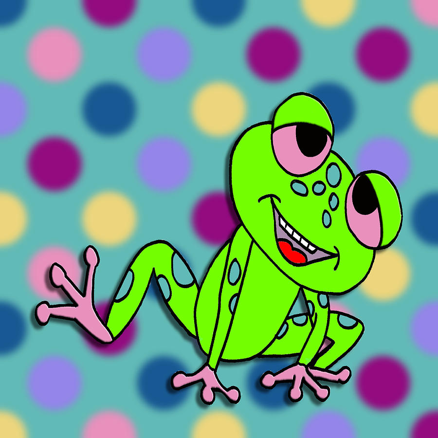 Polka Dot Animals ...Leaping Frog Mixed Media by Kelly Mills