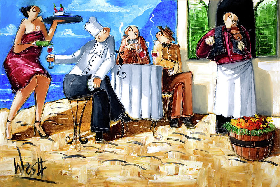 Poker at Cafe de Vinci Painting by Ronald West - Fine Art America