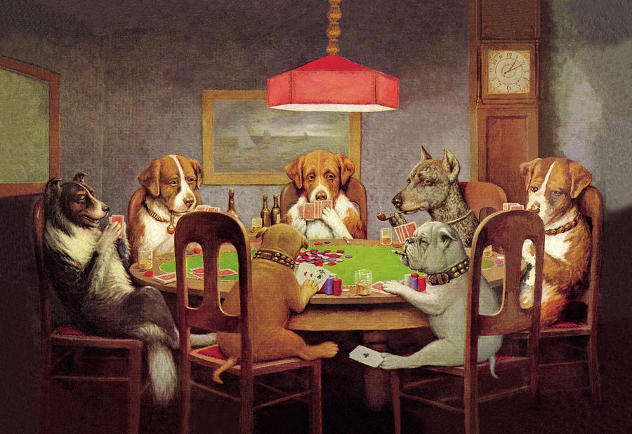 Dog Drawing - Poker Dogs A Friend in Need, 1903 by CM Coolidge Dog Drawing - Poker Dogs A Friend in Need, 1903 by CM Coolidge
