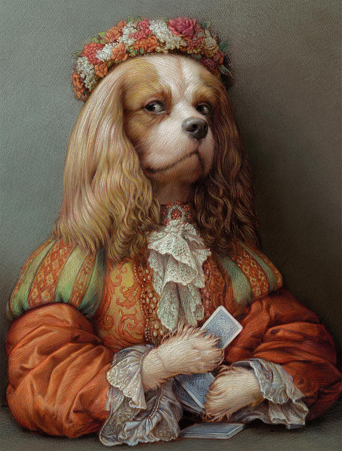 Pokerdog Cavalier Pastel by Kurt Wenner