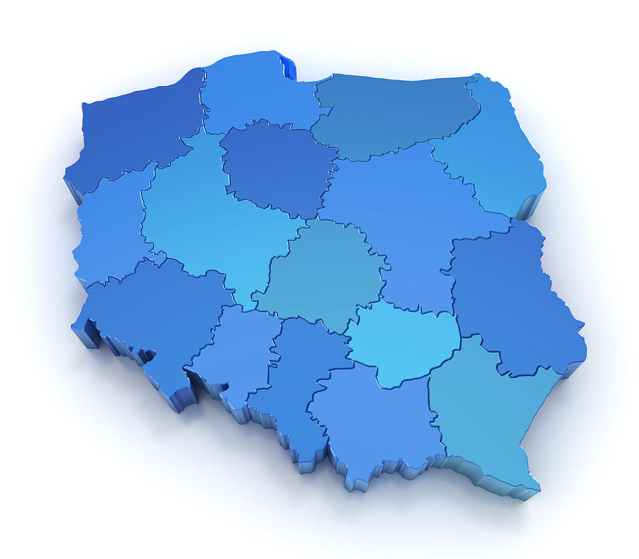 Poland map with provinces Photograph by Scibak
