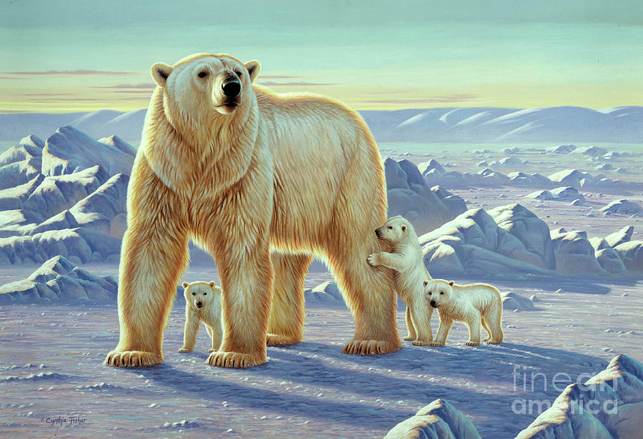 Polar Bear Family Painting by Cynthie Fisher