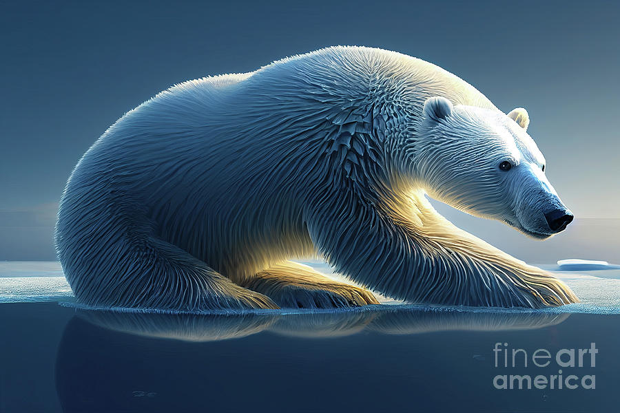 Polar bear on iceberg in Arctic Digital Art by Benny Marty