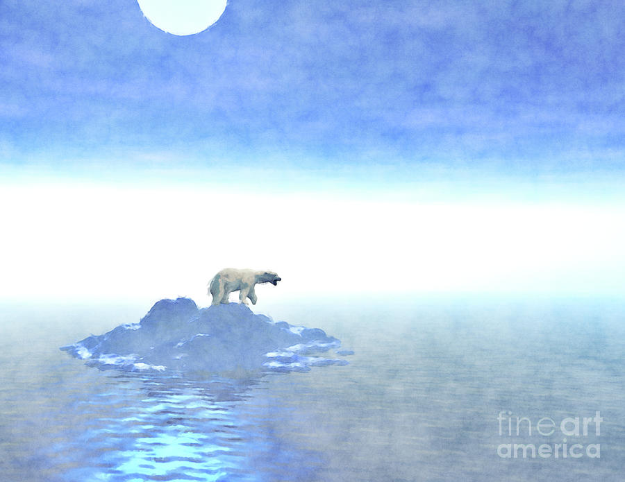 Polar Bear On Iceberg Digital Art by Phil Perkins