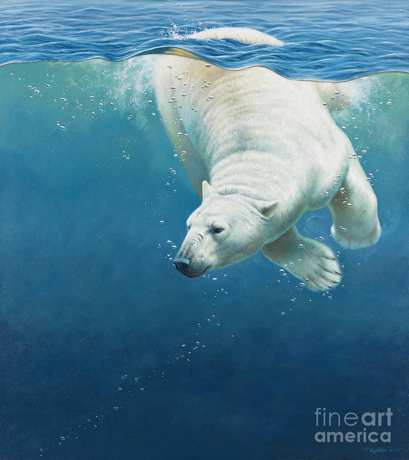 Polar Bear Plunge Painting by Cynthie Fisher