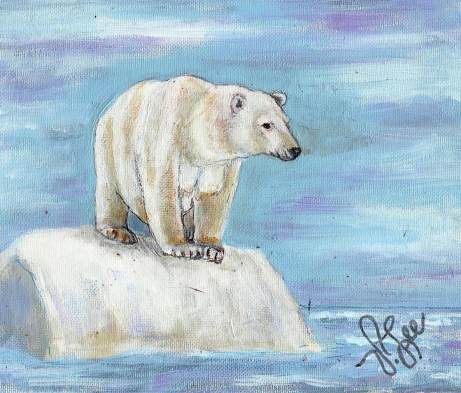 Polar Bear on Ice Painting by VLee Watson