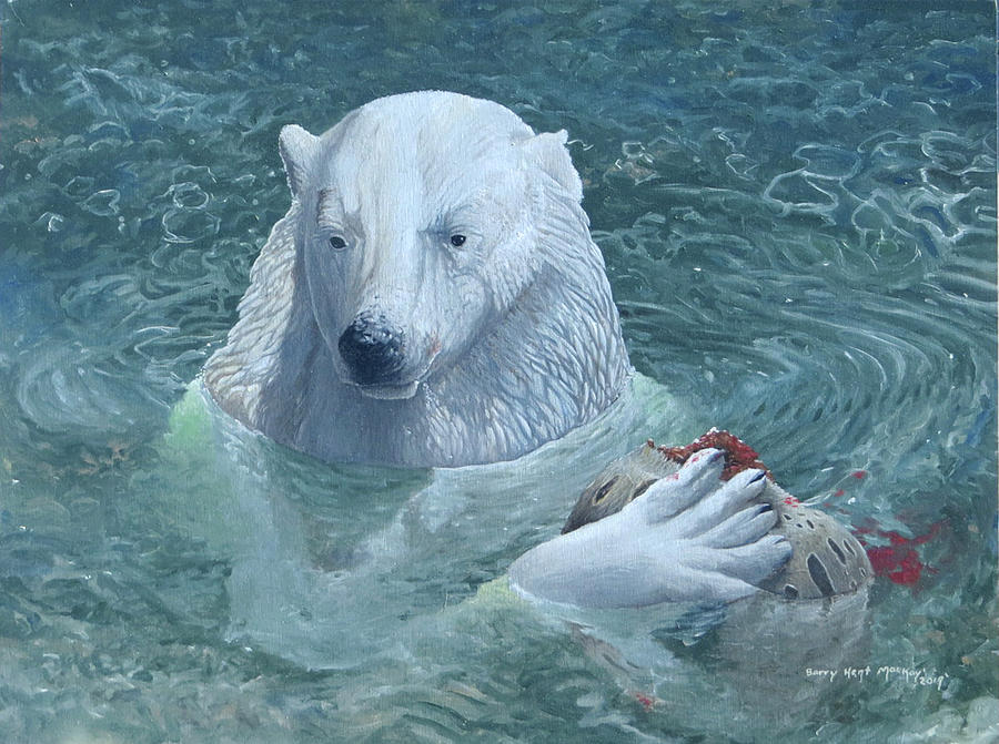 Polar Bear with Ringed Seal Painting by Barry Kent MacKay