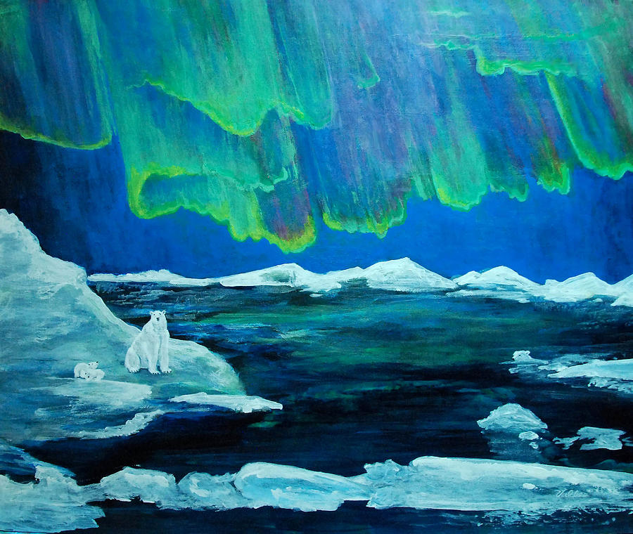 Polar Bearealis Painting by Vallee Johnson