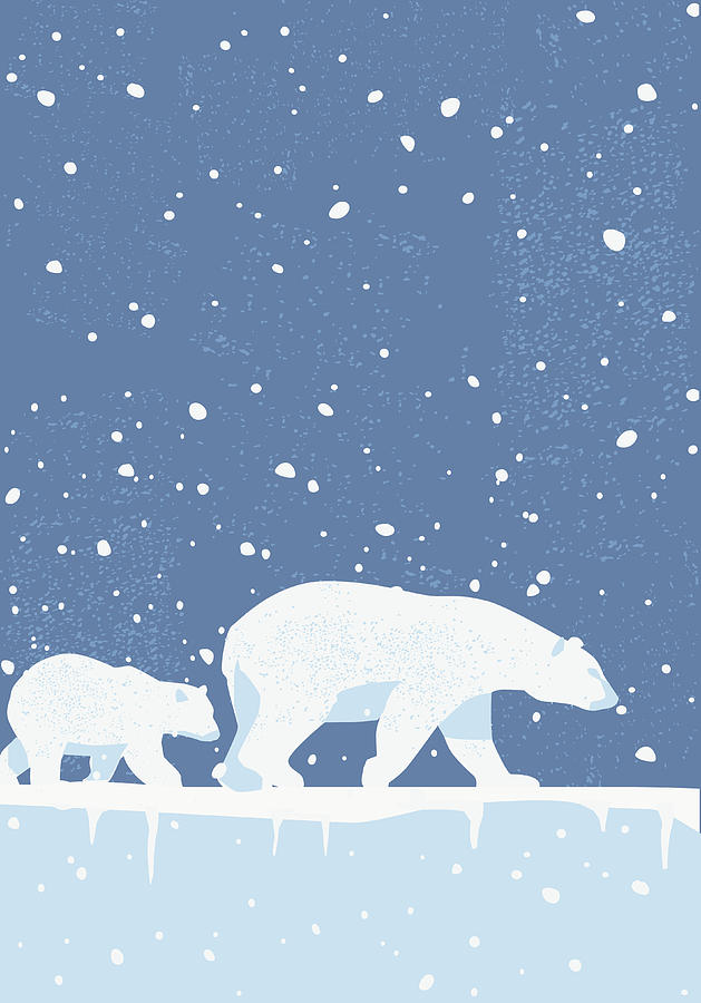 Polar Bears in the Wild Drawing by Kevin Smart
