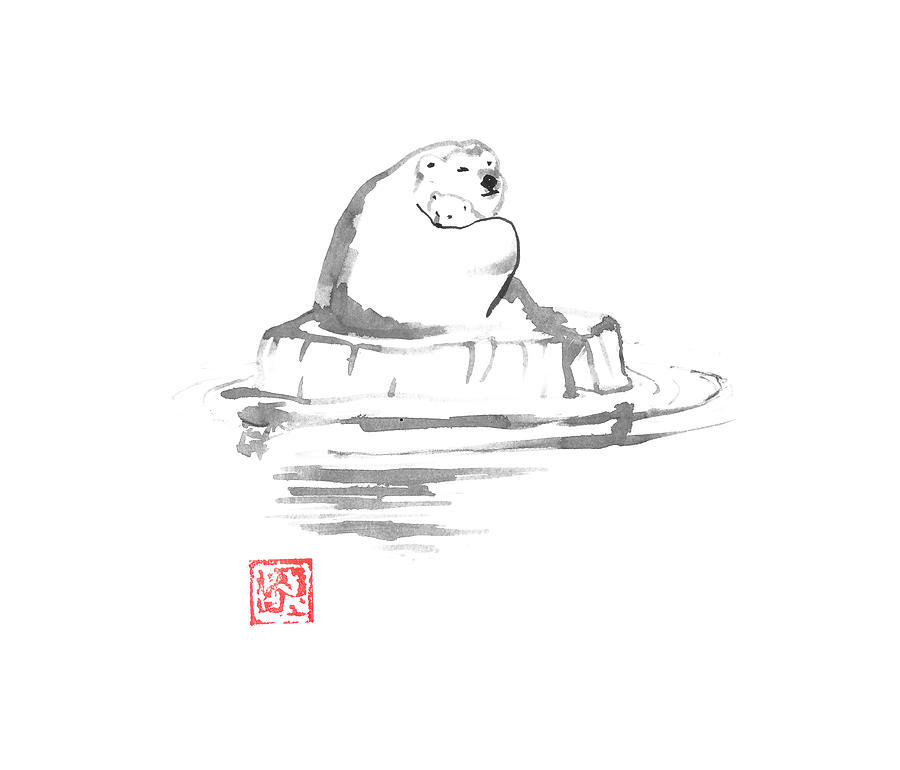 Bear Drawing - Polar Bears by Pechane Sumie