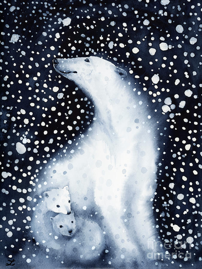 Polar Bears Painting by Zaira Dzhaubaeva