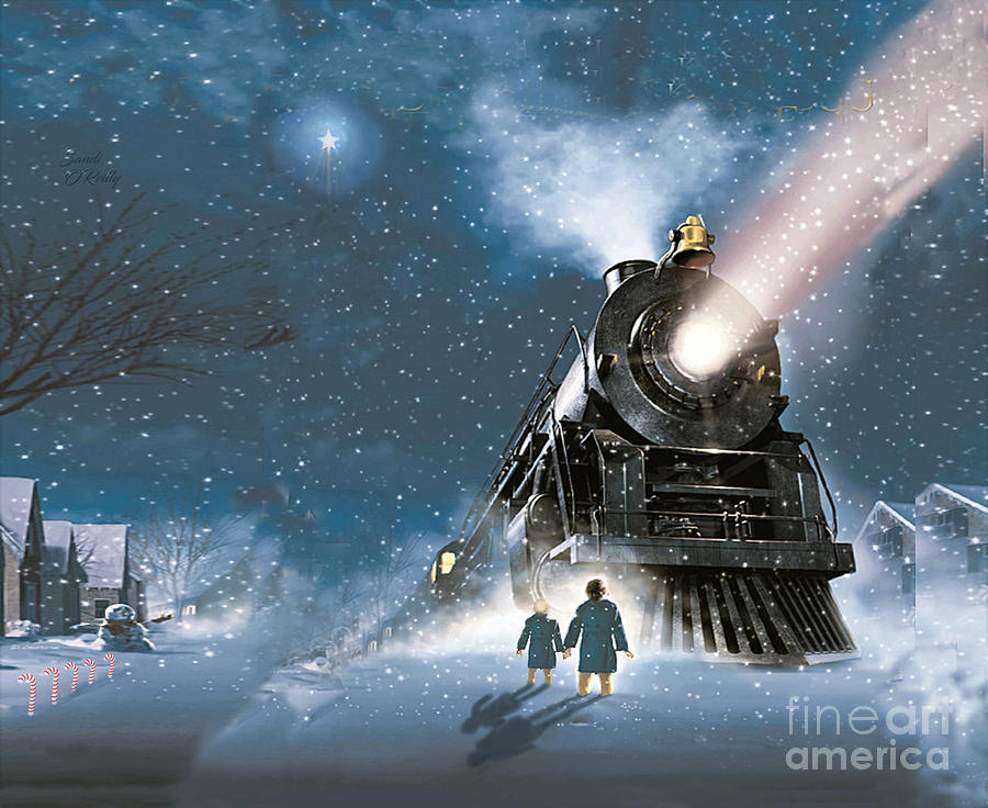 Polar Express Train Christmas Eve Mixed Media by Sandi OReilly