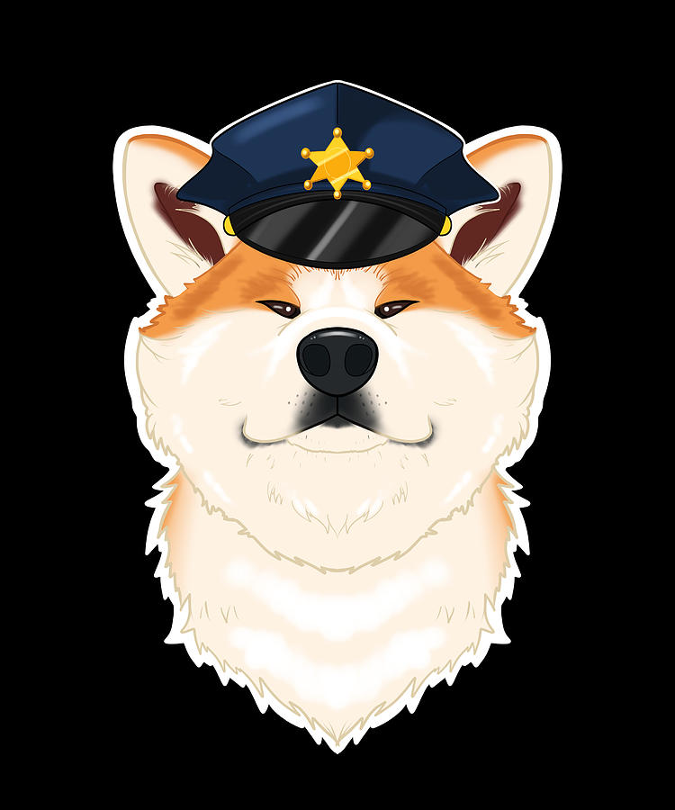 Police Akita Inu Canine Handler I Police Dog I Digital Art by Maximus