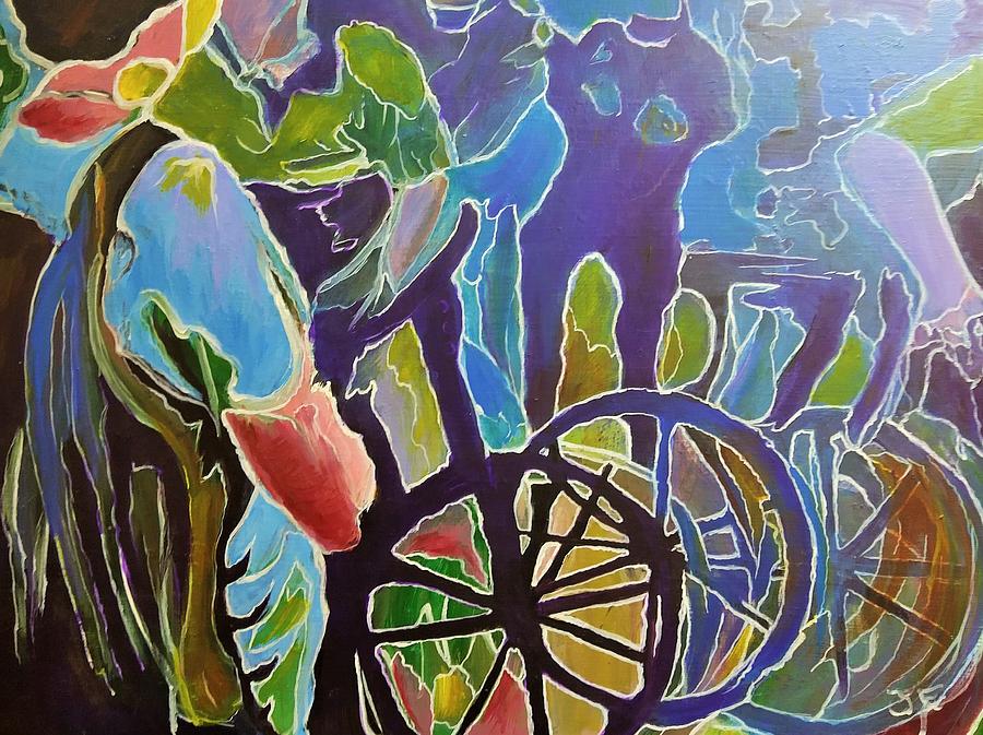 Police and Bike Painting by John Edwe