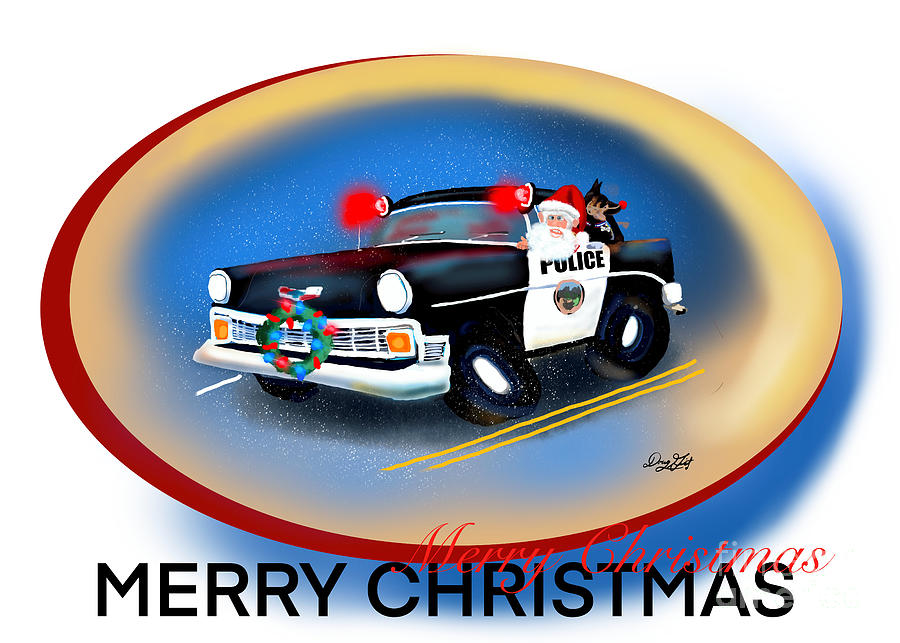 Police Car Christmas Art Digital Art by Doug Gist