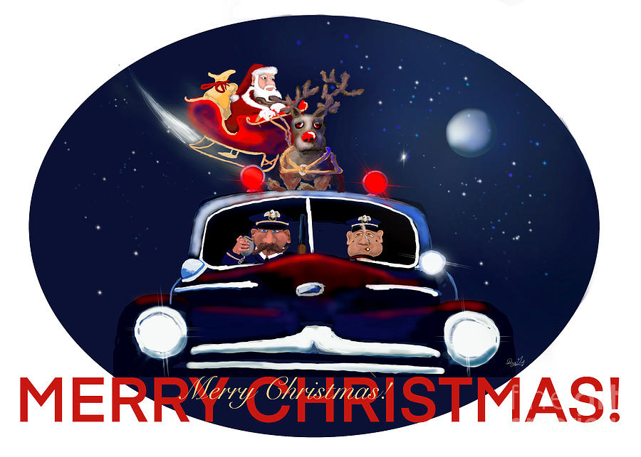 Police Christmas Art Digital Art by Doug Gist