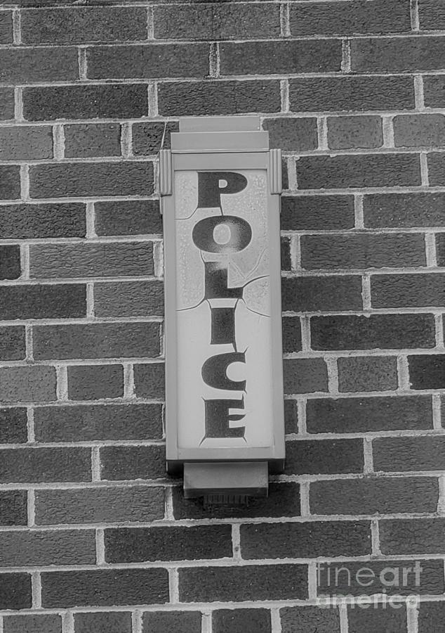 Alabama Photograph - Police Light in Black and White by Georgia Threet Alabama Photograph - Police Light in Black and White by Georgia Threet