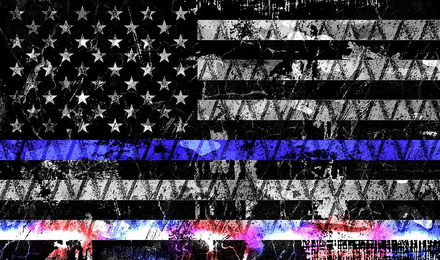 Police Lights Thin Blue Line Flag Digital Art by Jared Davies - Pixels