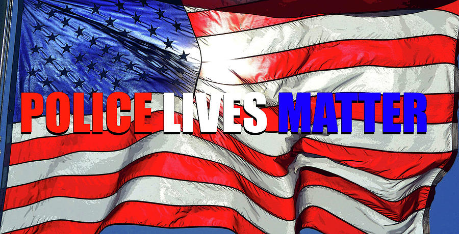 Police Lives Matter flag Mixed Media by David Lee Thompson
