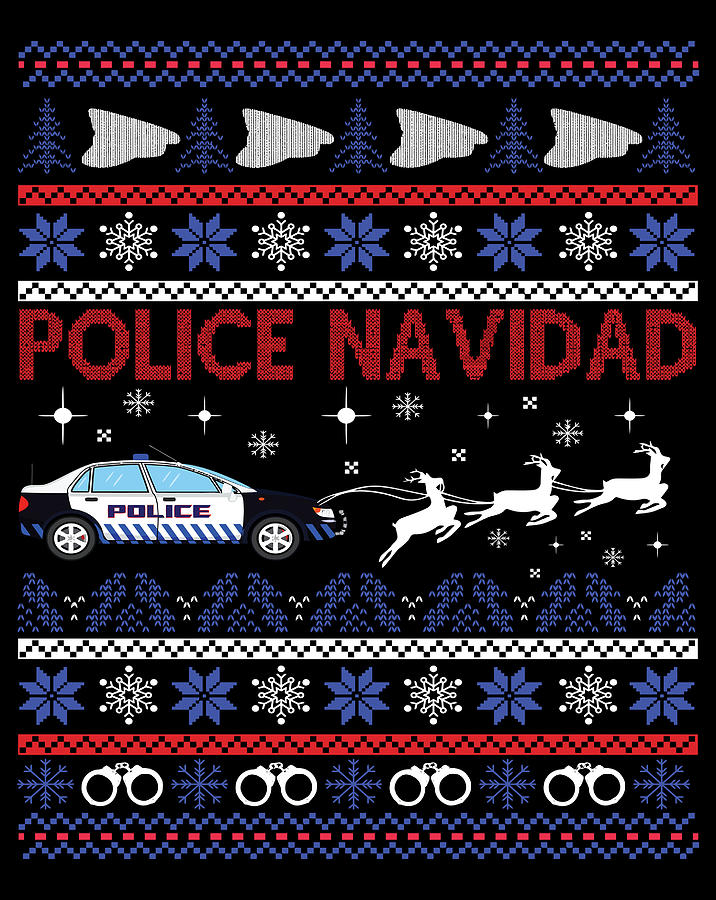 Police Navidad Ugly Christmas Sweater Design Digital Art by Xuan Tien Luong