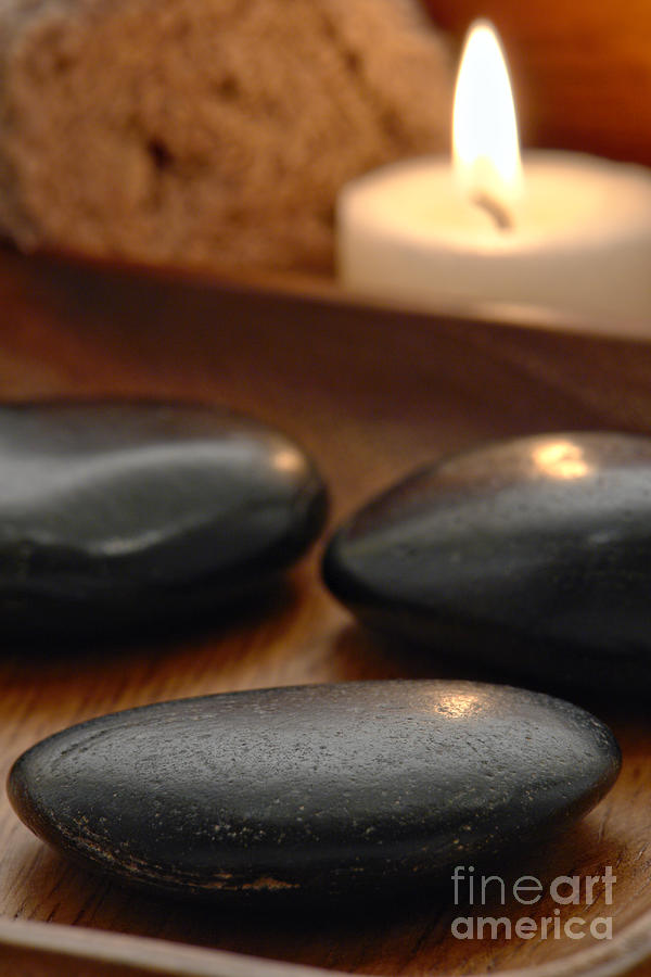 Polished Hot Massage Stones in a Spa Photograph by Olivier Le Queinec