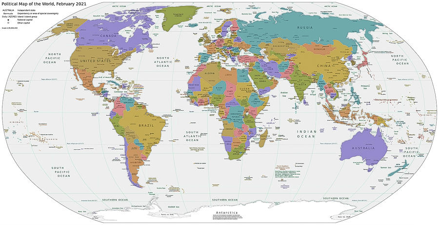 Political World Map Drawing by CIA World Factbook - Fine Art America