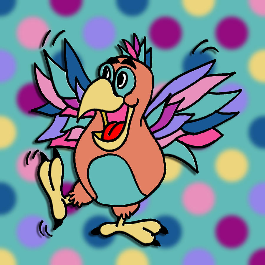 Polka Dot Animals ...Dancing Bird Mixed Media by Kelly Mills