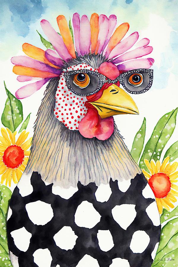 Polka Dot Chicken - Gladys Digital Art by Lisa S Baker