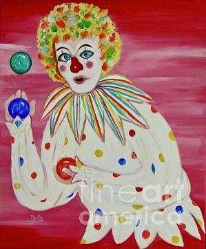 Polka Dot Clown Painting by Phyllis Kaltenbach