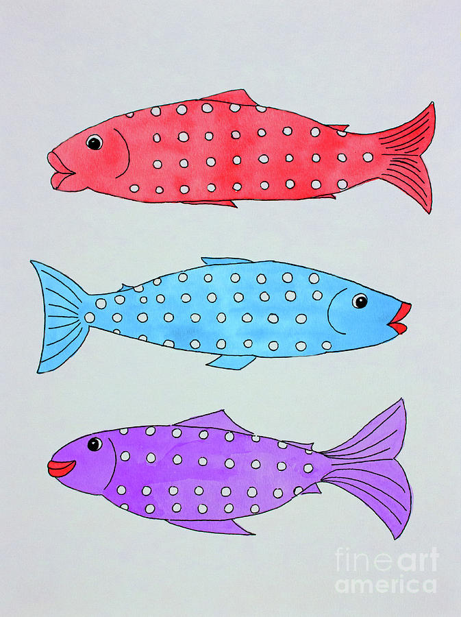 Polka Dot Fish Painting by Norma Appleton
