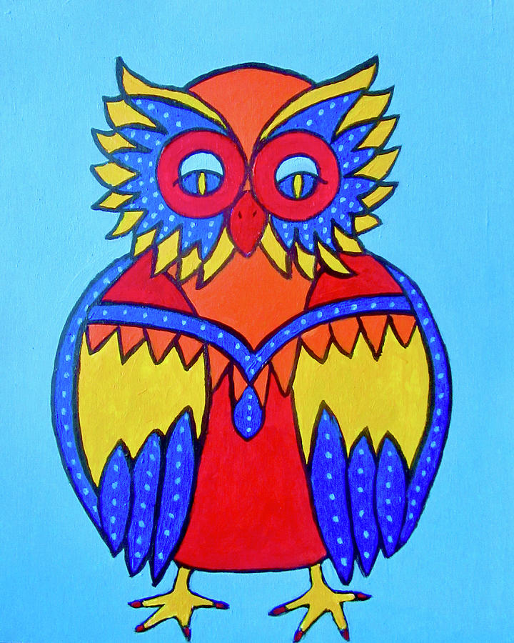 Polka dot Owl Painting by Stephanie Moore