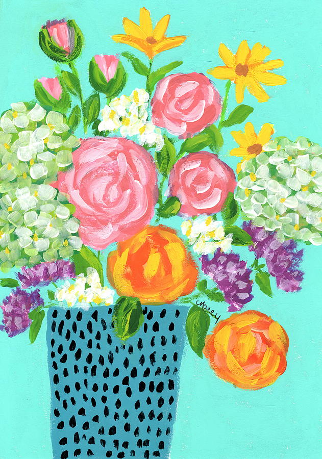 Polka Dots and Florals Painting by Marcy Brennan