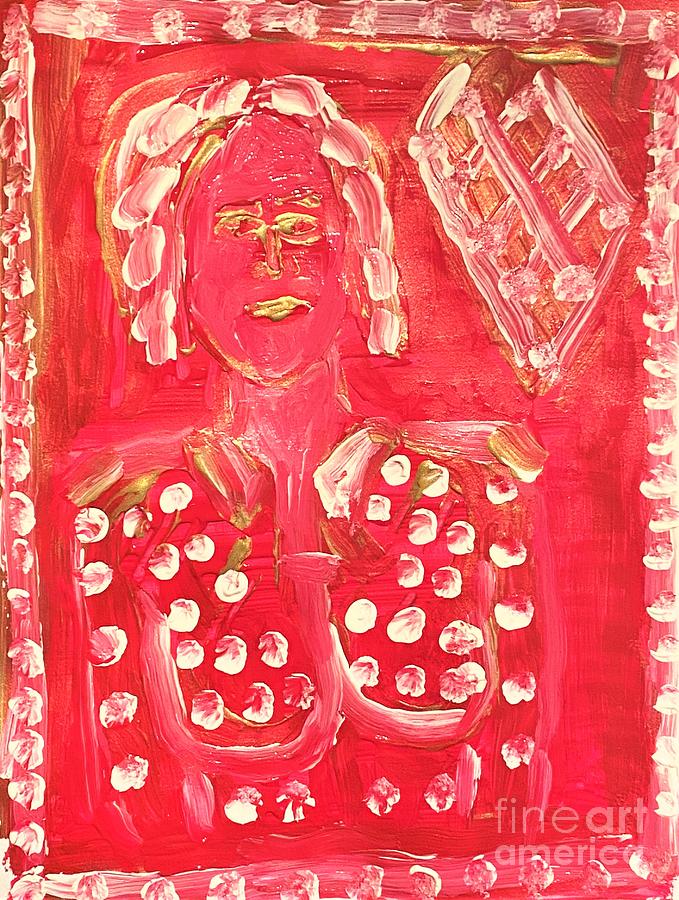 Polka Dots And Moonbeams Frank Sinatra Woman In Red With White Polka Dots And Gold Painting By Richard W Linford