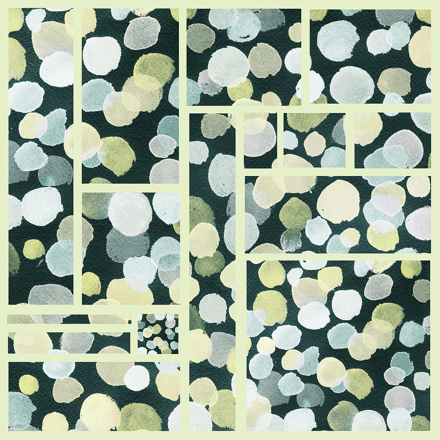 Polka Dotted Pattern In Dusty Beige Green Teal Blue Watercolor Blocks  Painting by Irina Sztukowski