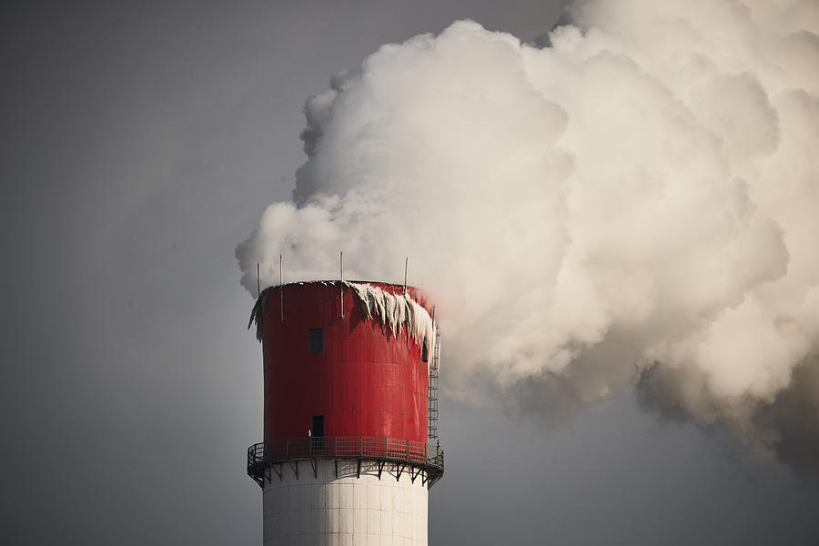 Pollution from Coal Powerplant smokestack Photograph by Christian Petersen-Clausen