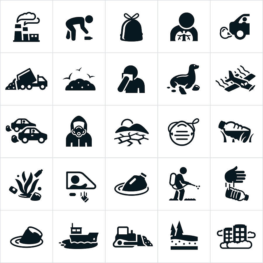 Pollution Icons Drawing by Appleuzr