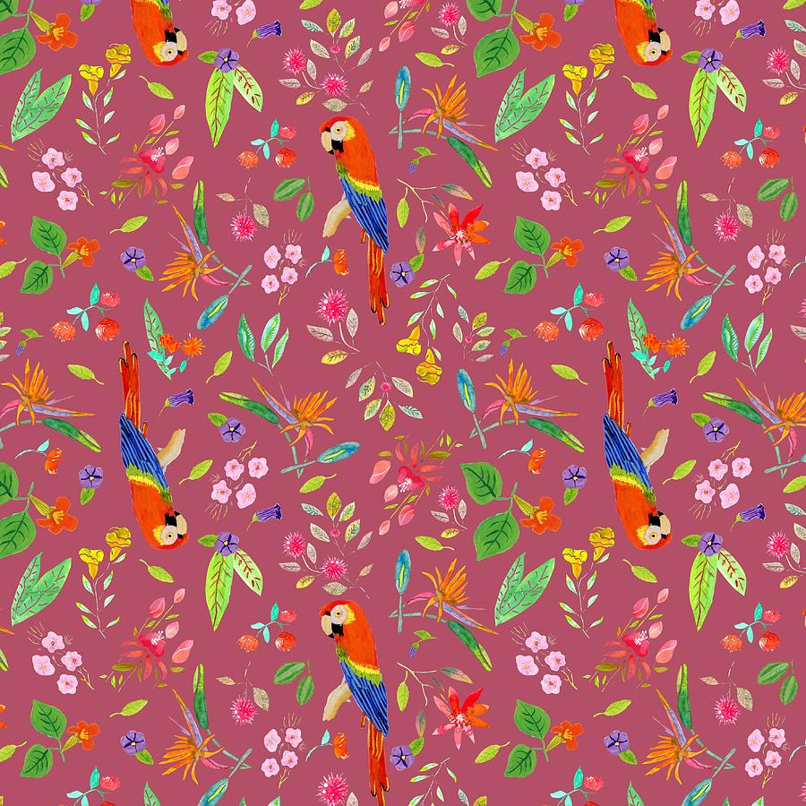 Polly Flower Power on Pink Painting by Marcy Brennan
