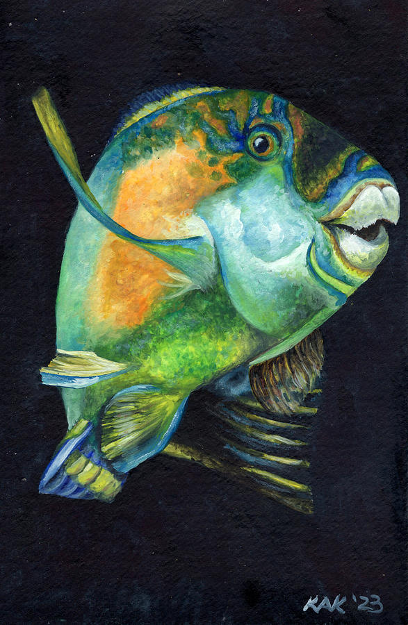 Fish Painting - Polly Wants a Cracked Crab by Katherine Klimitas