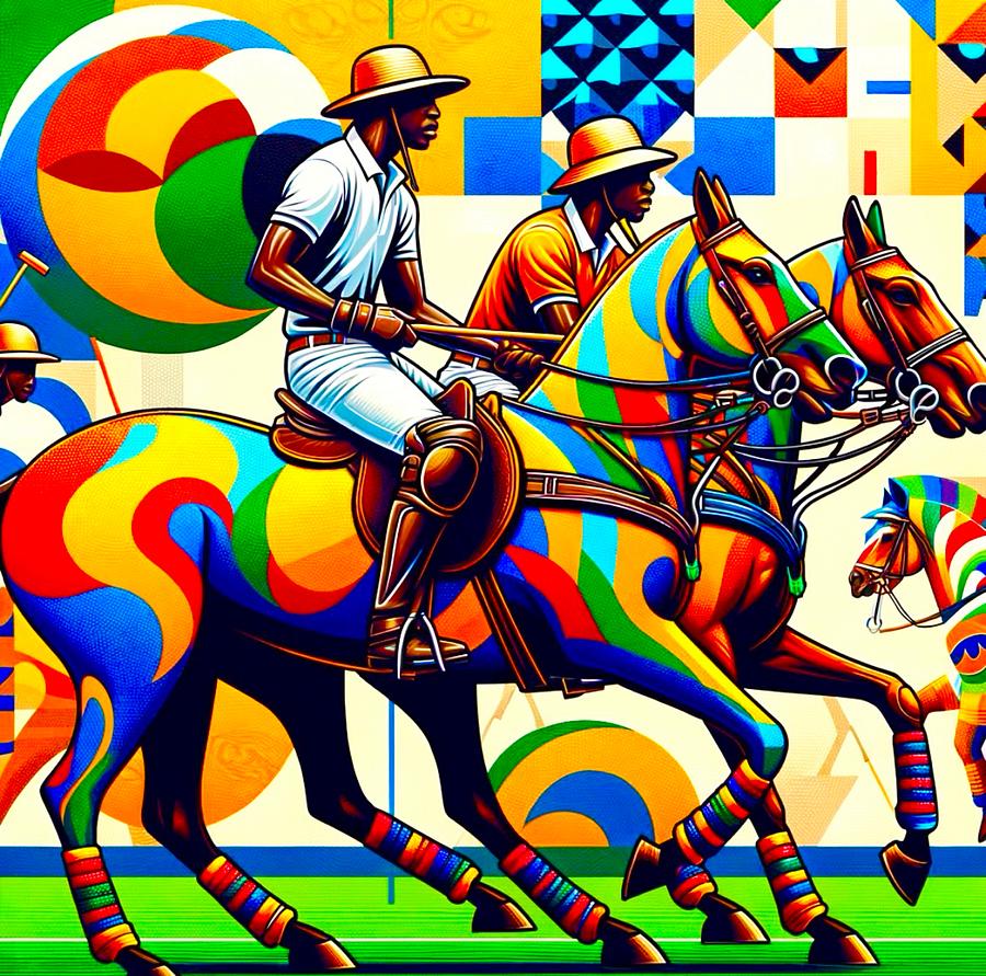 Polo Players Painting by Emeka Okoro