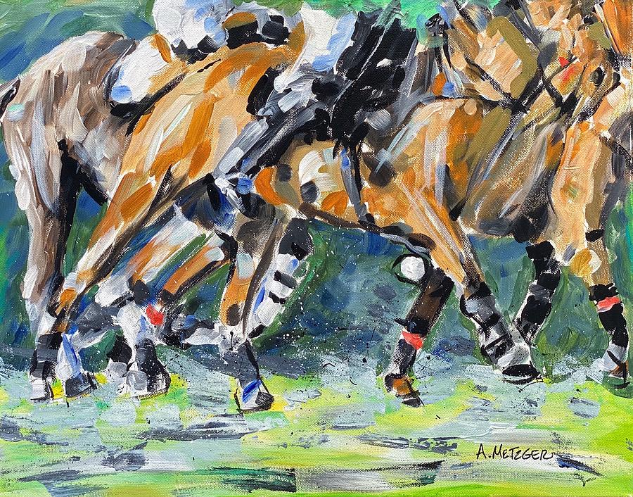 Horse Painting - Polo Thunder by Alan Metzger