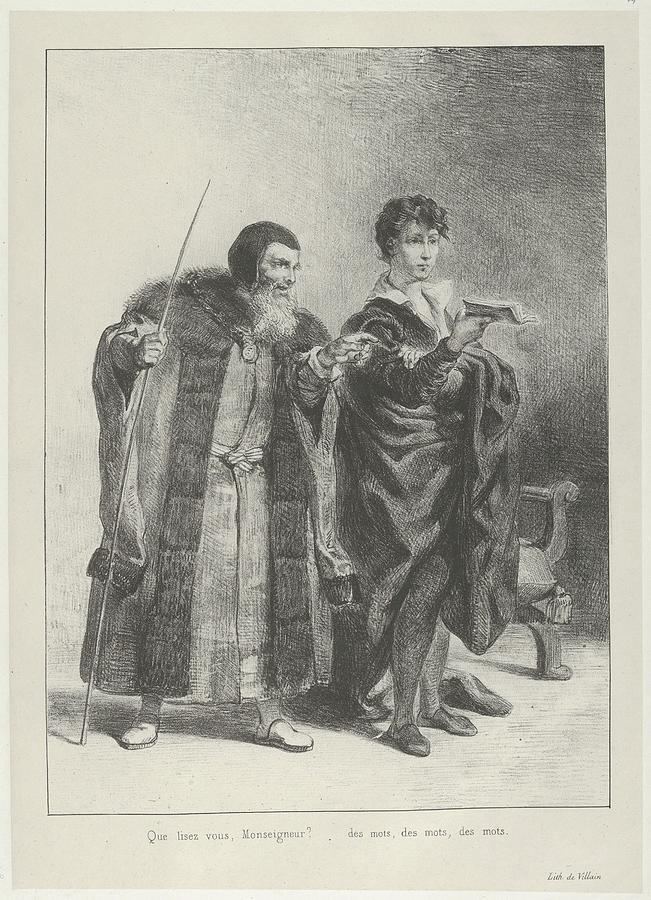 Polonius and Hamlet  Eug ne Delacroix  Painting by MotionAge Designs