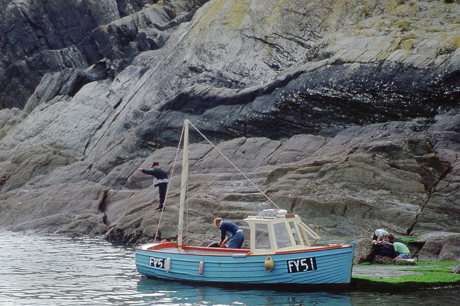 Polperro 3 - Blue and Green Boats Photograph by Jerry Griffin