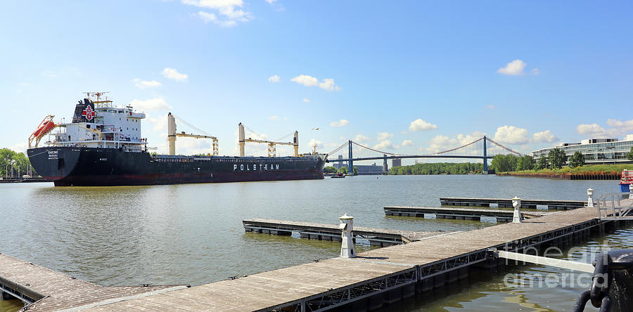 Polsteam Freighter Pulls Into Toledo Ohio Port  9992 Photograph