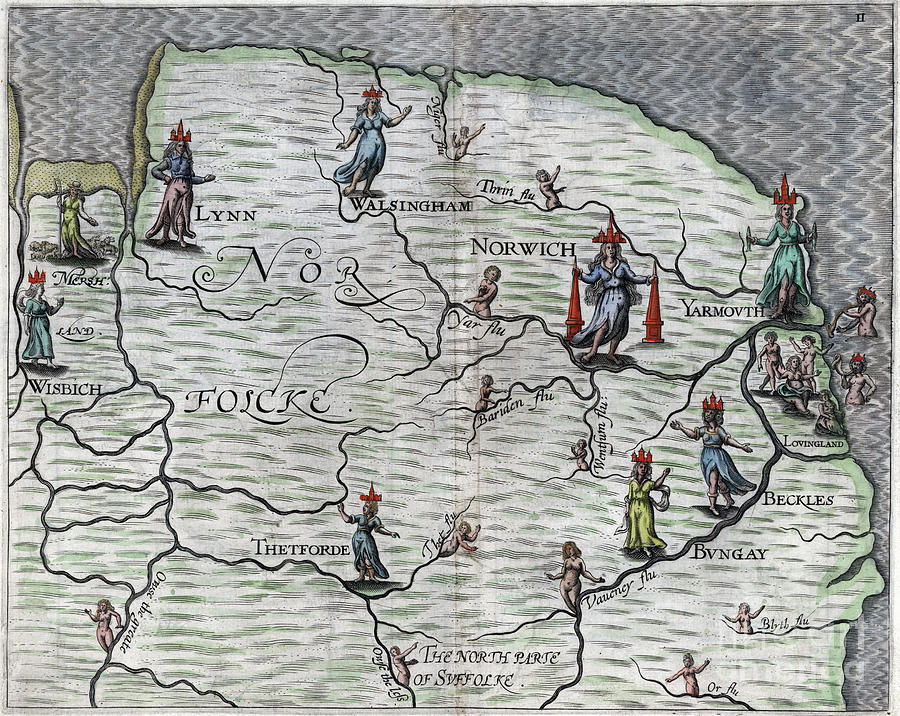 Poly-Olbio - Map of Norfolk, England Photograph by Michael Drayton
