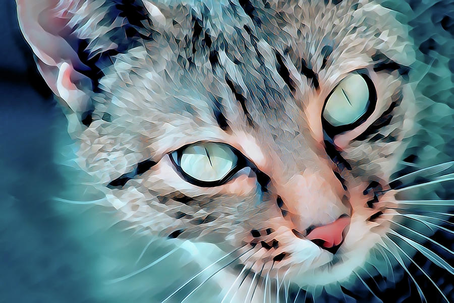 Cat Digital Art - Polygon Art - Cat Head In Low Poly Style by Diana Van Tankeren