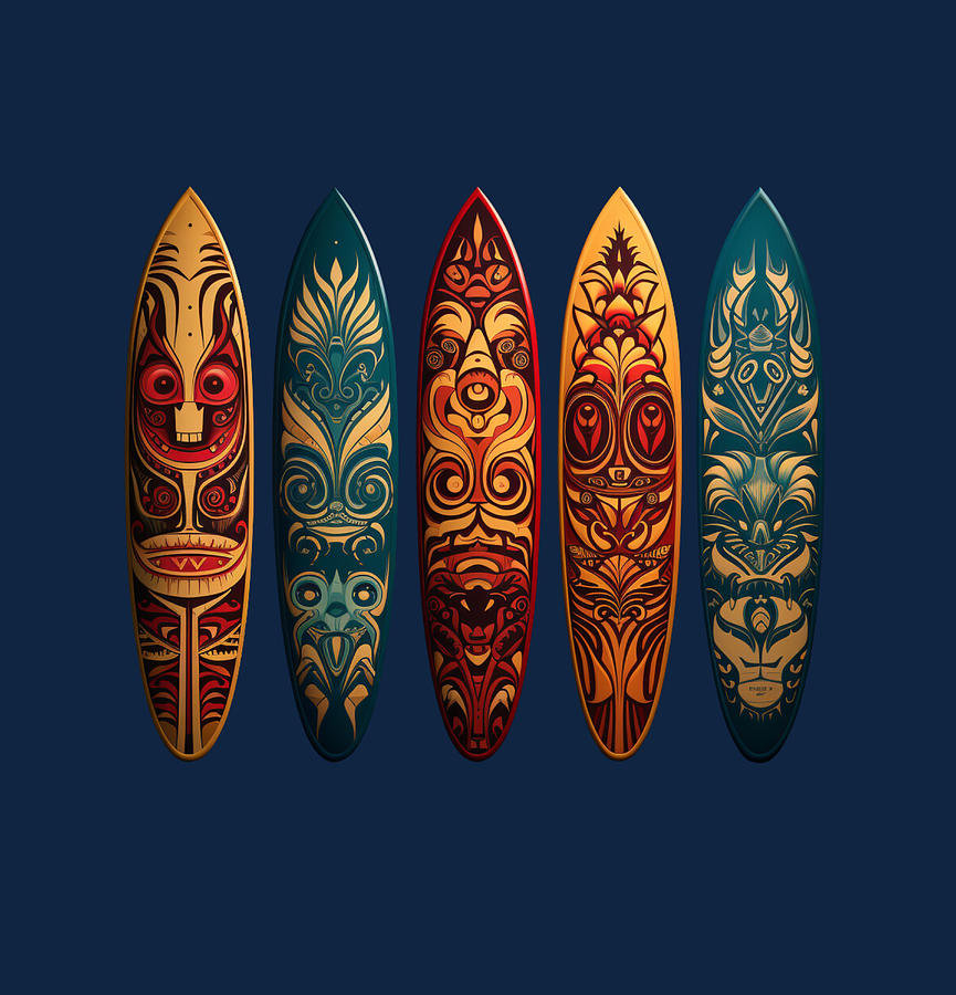 Polynesian Art Surfboards Summer Surf Design Digital Art By Licensed AI   Polynesian Art Surfboards Summer Surf Design Licensed Ai Art 