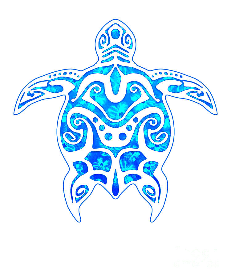 Polynesian Hawaiian Tribal Sea Turtles Tropical Floral Digital Art by ...