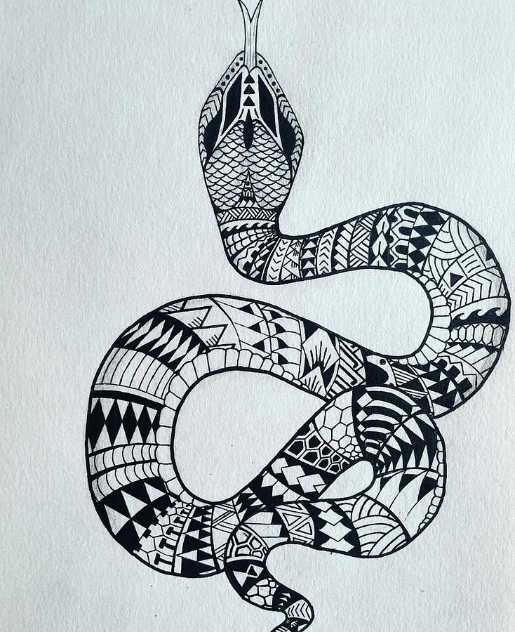 Polynesian serpent Drawing by Ludvig Aasblom - Fine Art America