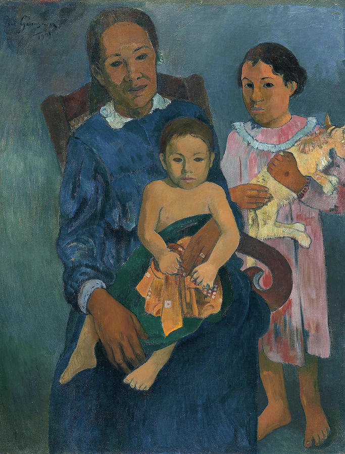 Polynesian Woman with Children. Paul Gauguin, French, 1848-1903. Painting by Paul Gauguin