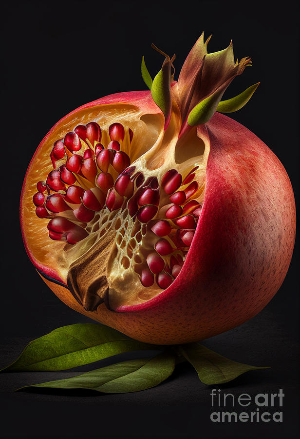 Pomegranate Mixed Media by Binka Kirova